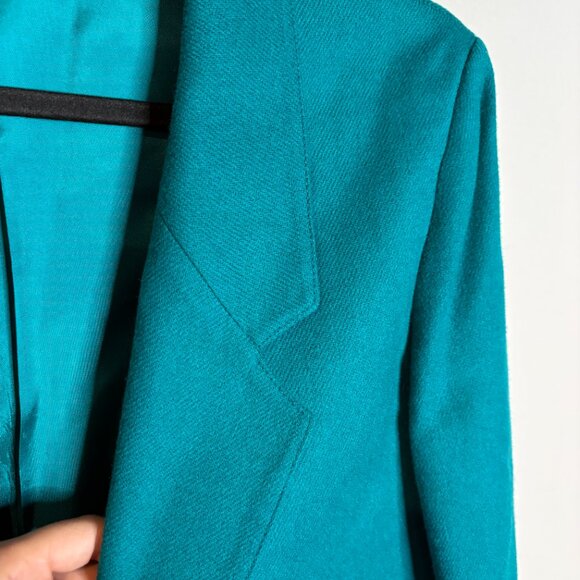 Vintage vtg teal blue wool blazer jacket - Picture 2 of 5